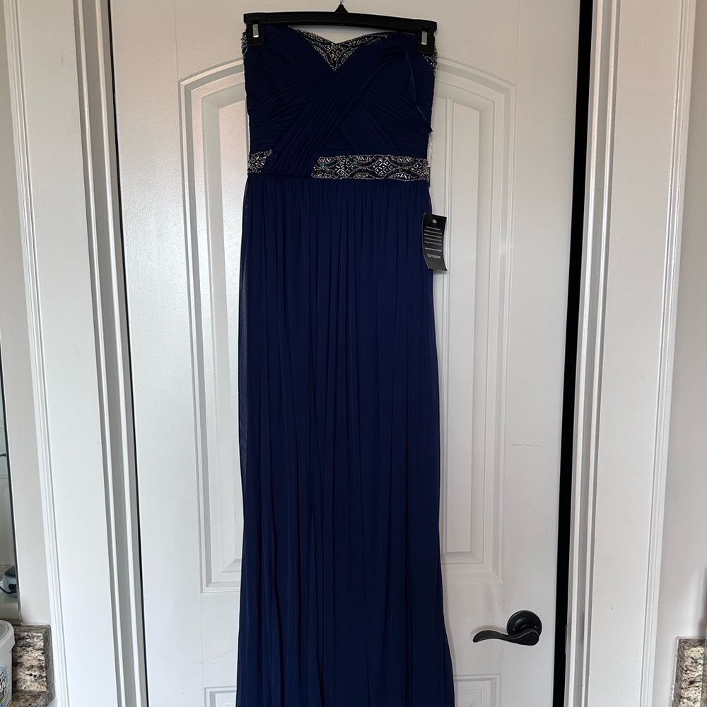 Navy Blue strapless gown